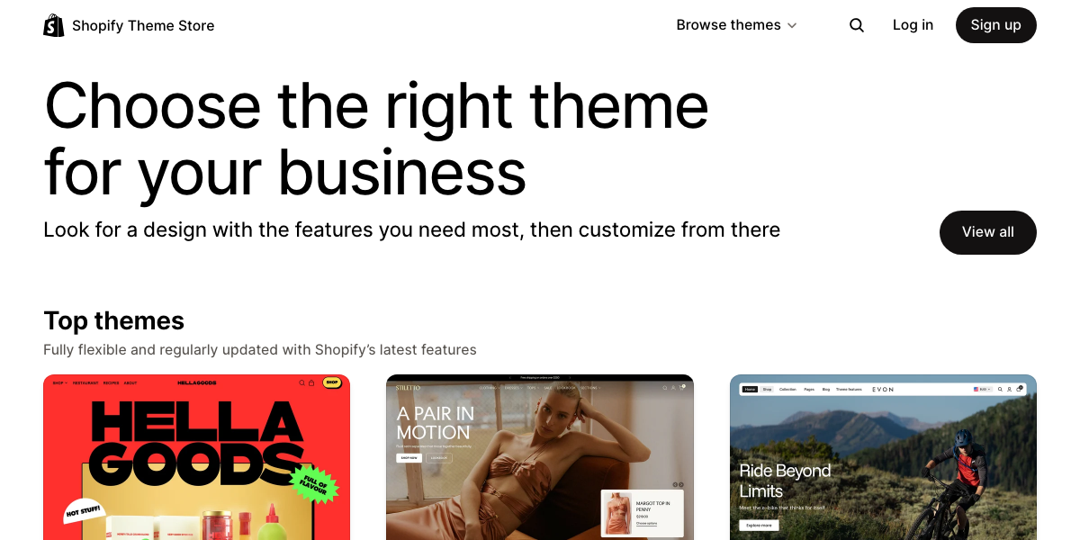 Shopify Theme Store website