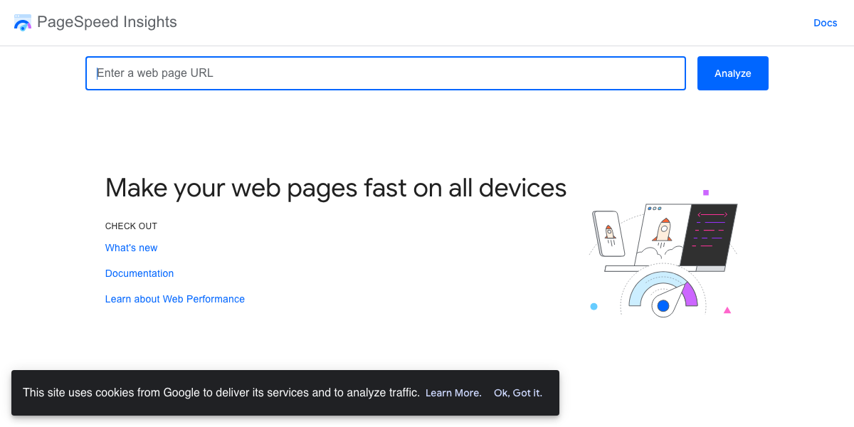 Google PageSpeed Insights website testing page